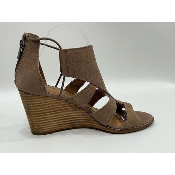 Lucky Brand Womens Joellen Wedge Sandals Open Toe Zip Up Desert Taupe Size 10M - Picture 5 of 12